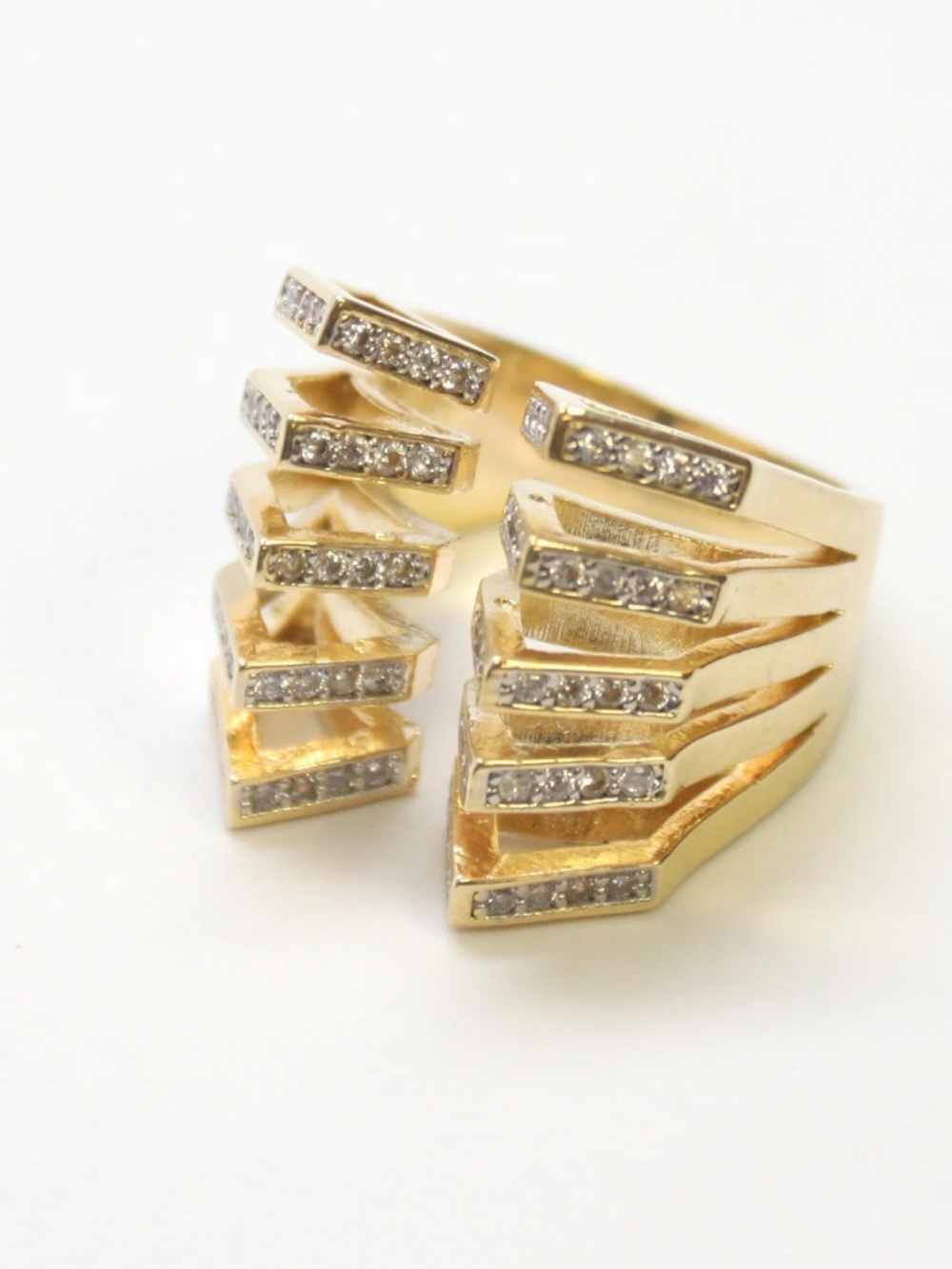 nOir Jewelry Gold Multi-Row Pavé Stacked Ring